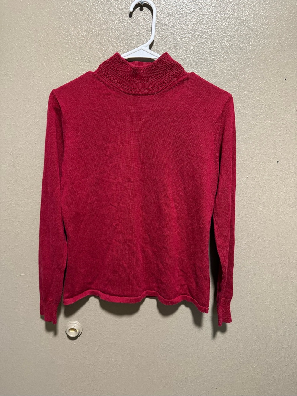 Petite Sophisticate Cranberry Ribbed Turtleneck Long Sleeve Top